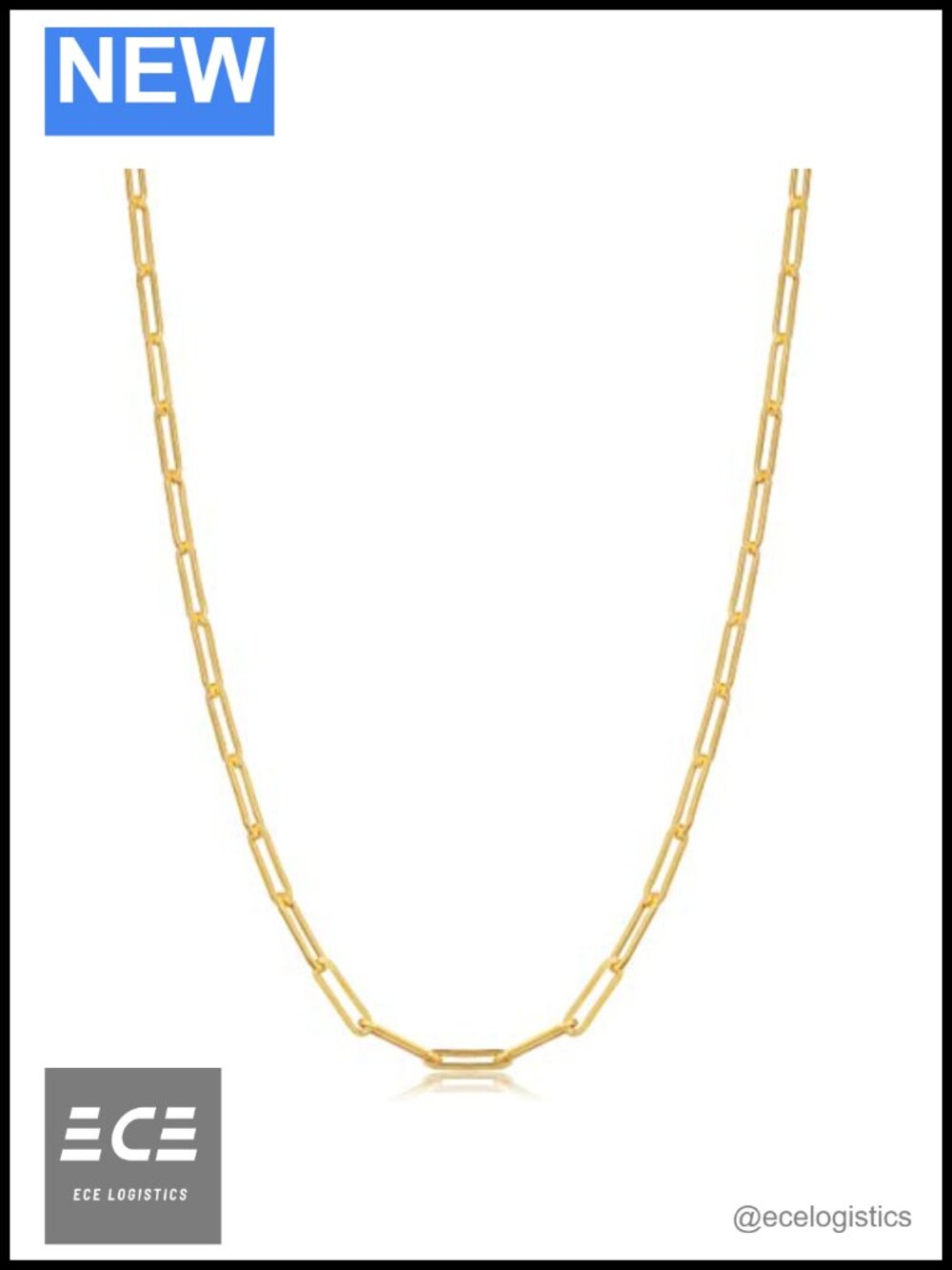 Gold Plated Sterling Silver Paperclip Chain Necklace 24 Inch
